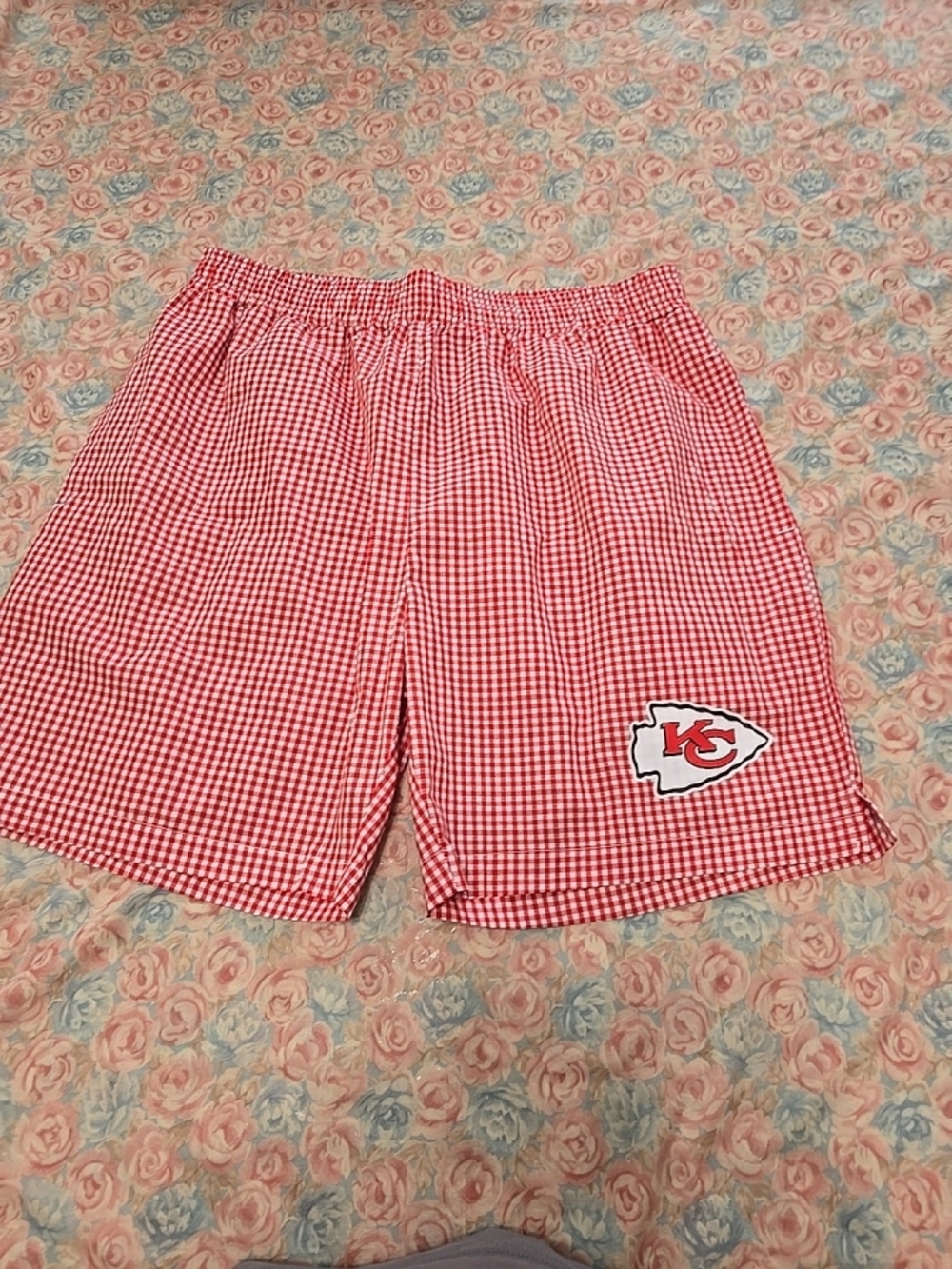 Kansas City Chiefs Red Gingham Athletic Shorts